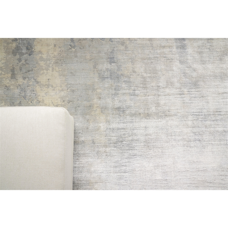 Koda Handloomed Bamboo Silk Silver/Blue 12'x17'4