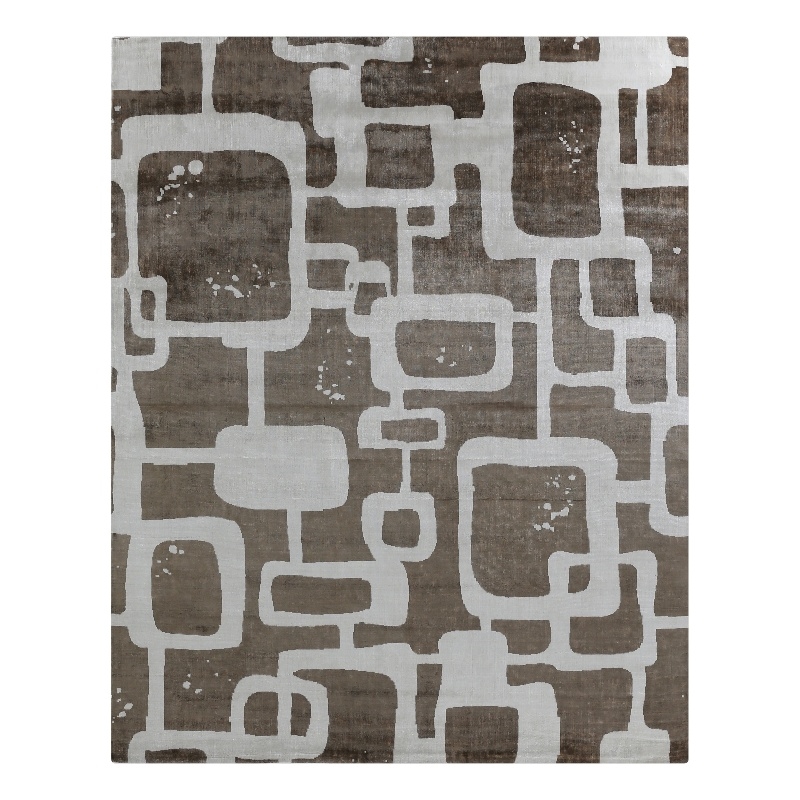 Koda Handloomed Bamboo Silk Brown/Ivory 8'x10' Area Rug