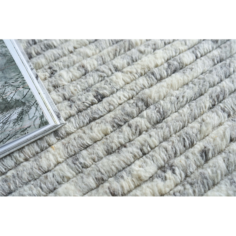 Kaza Handloomed New Zealand Wool Ivory/Silver 2'x3' Area Rug