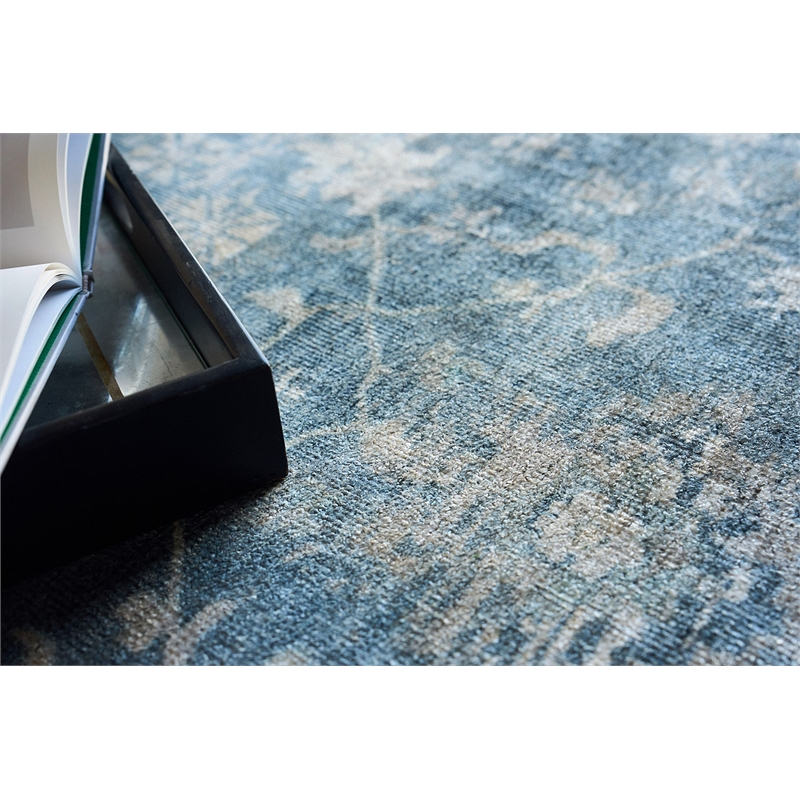 Kensington Handloomed Wool/Bamboo Silk Navy 14'x18' Area Rug