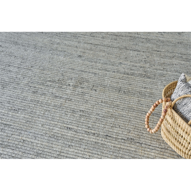 Kaza Handloomed New Zealand Wool Ivory/Gray 8'x10' Area Rug