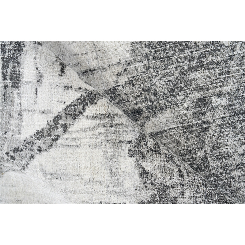 Kyoto Handloomed Wool/Bamboo Silk Silver/Black 4'x6' Area Rug