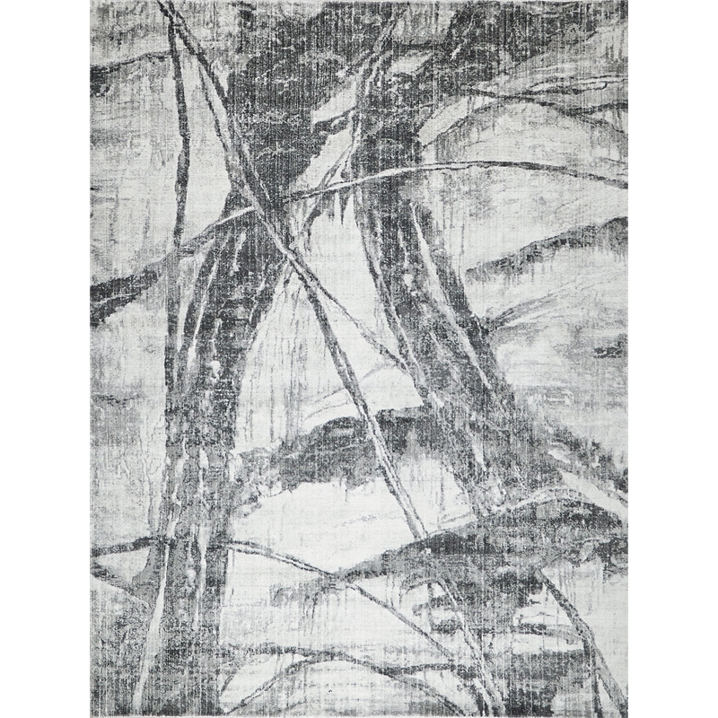 Kyoto Handloomed Wool/Bamboo Silk Silver/Black 4'x6' Area Rug