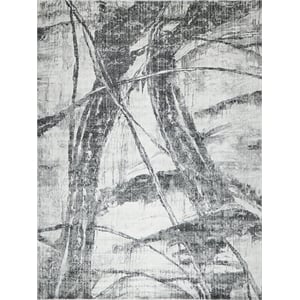 Kyoto Handloomed Wool/Bamboo Silk Silver/Black 6'x9' Area Rug