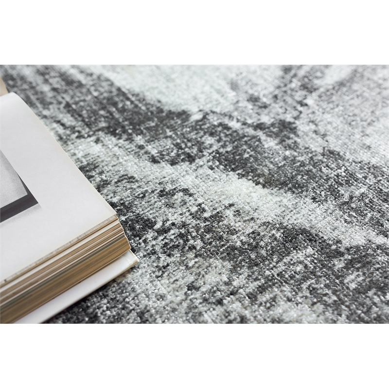 Kyoto Handloomed Wool/Bamboo Silk Silver/Black 8'x10' Area Rug