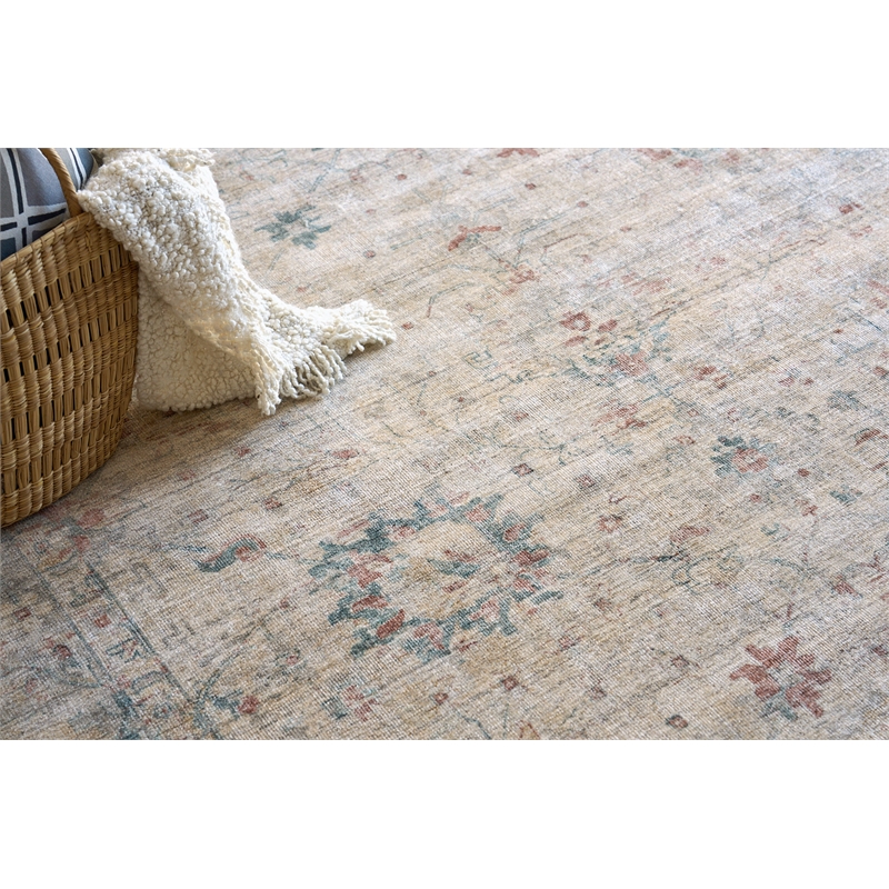 Kensington Handloomed Wool/Bamboo Silk Beige 10'x14' Area Rug
