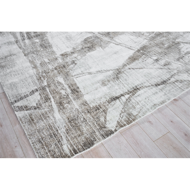 Kyoto Handloomed Wool/Bamboo Silk Silver/Beige 6'x9' Area Rug