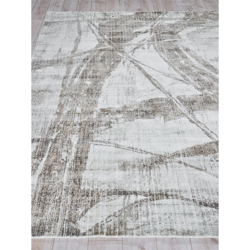 Kyoto Handloomed Wool/Bamboo Silk Silver/Beige 6'x9' Area Rug