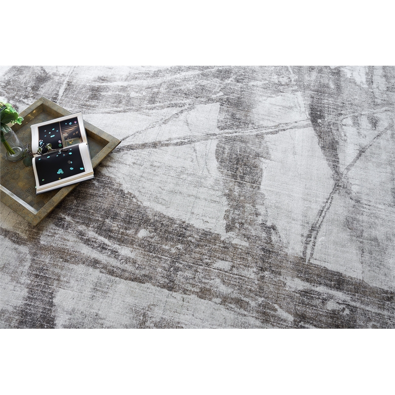 Kyoto Handloomed Wool/Bamboo Silk Silver/Beige 6'x9' Area Rug