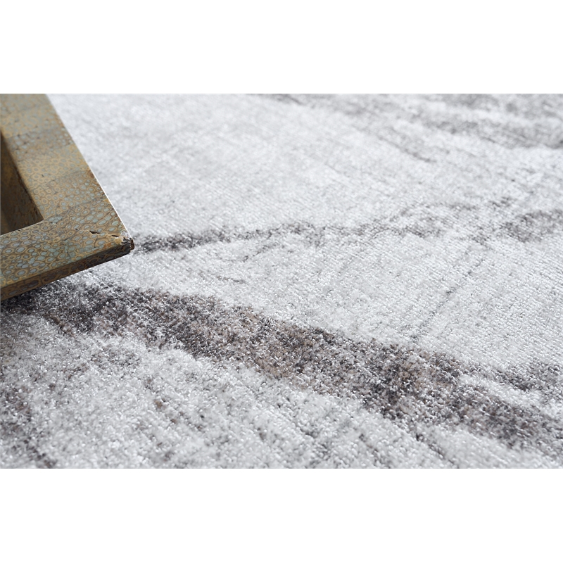 Kyoto Handloomed Wool/Bamboo Silk Silver/Beige 6'x9' Area Rug