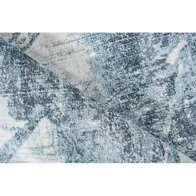Kyoto Handloomed Wool/Bamboo Silk Silver/Blue 10'x14' Area Rug