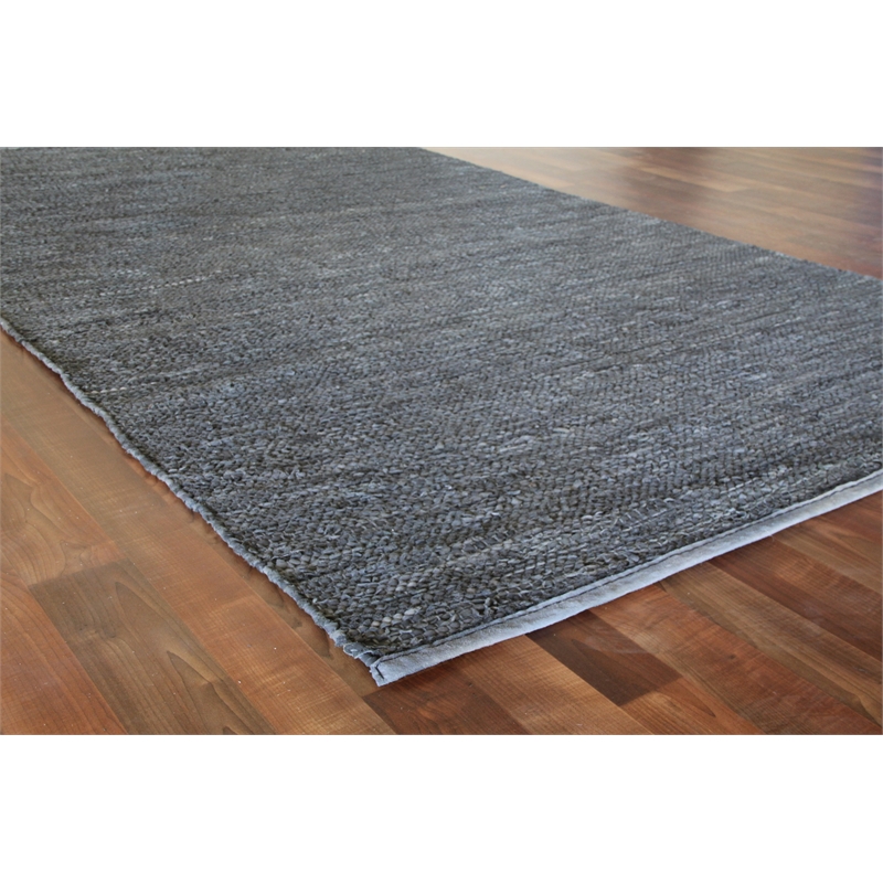 Leather Durry Hand-Tufted Leather Hide Dark Gray 6'x9' Area Rug