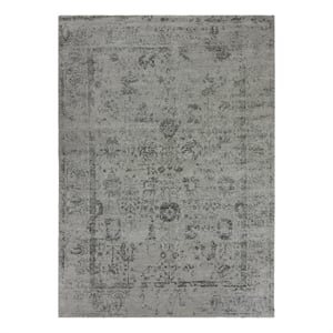 Lexington Hand-Knotted Wool/Bamboo Silk Silver/Black 8'x10' Area Rug