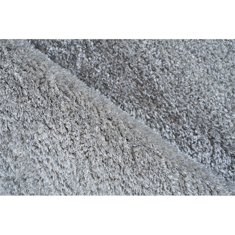 Luxe Shag Power Loom Polyester/Microfiber Silver 4'x6' Area Rug