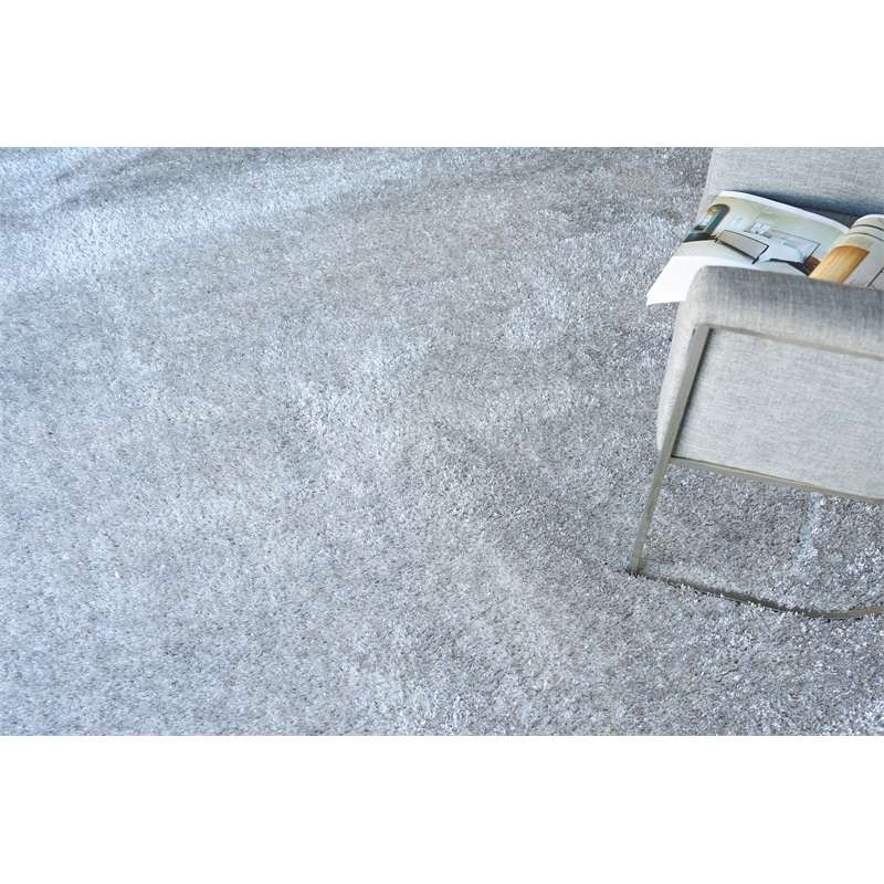 Luxe Shag Power Loom Polyester/Microfiber Silver 4'x6' Area Rug