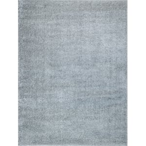 Luxe Shag Power Loom Polyester/Microfiber Silver 4'x6' Area Rug