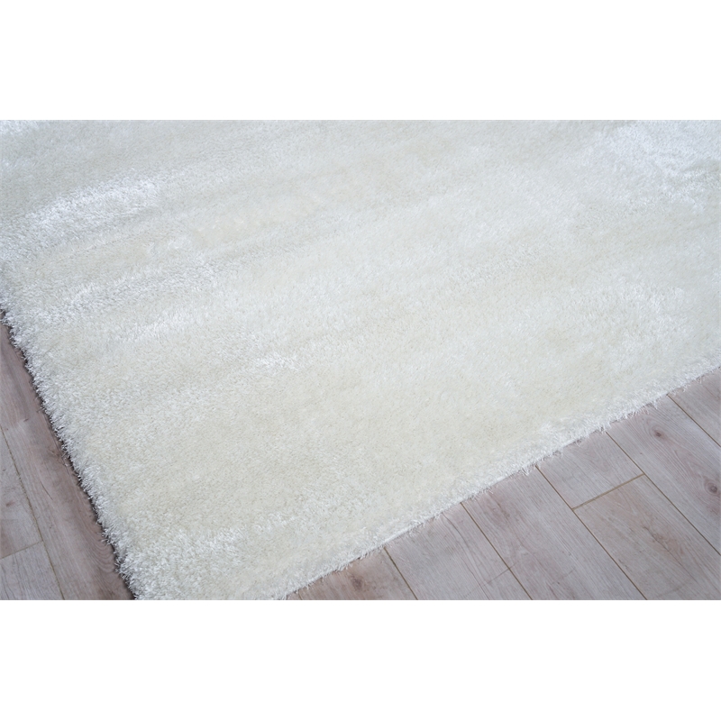 Luxe Shag Power Loom Polyester/Microfiber Ivory 2'x3' Area Rug