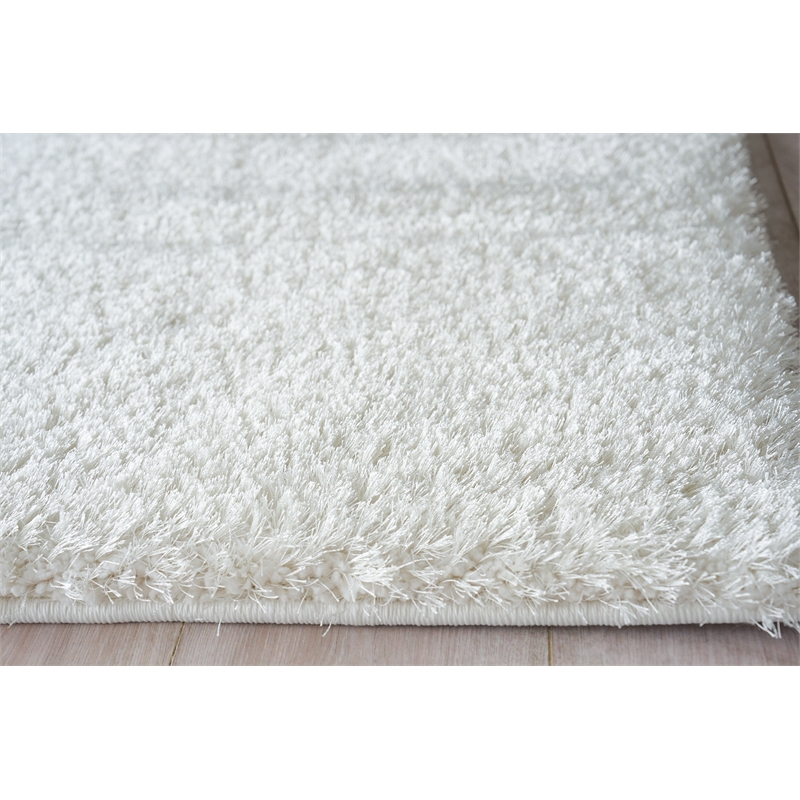 Luxe Shag Power Loom Polyester/Microfiber Ivory 2'x3' Area Rug