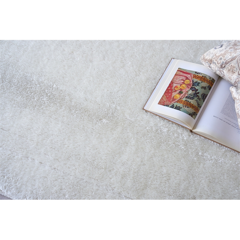 Luxe Shag Power Loom Polyester/Microfiber Ivory 2'x3' Area Rug