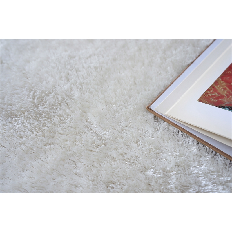 Luxe Shag Power Loom Polyester/Microfiber Ivory 2'x3' Area Rug