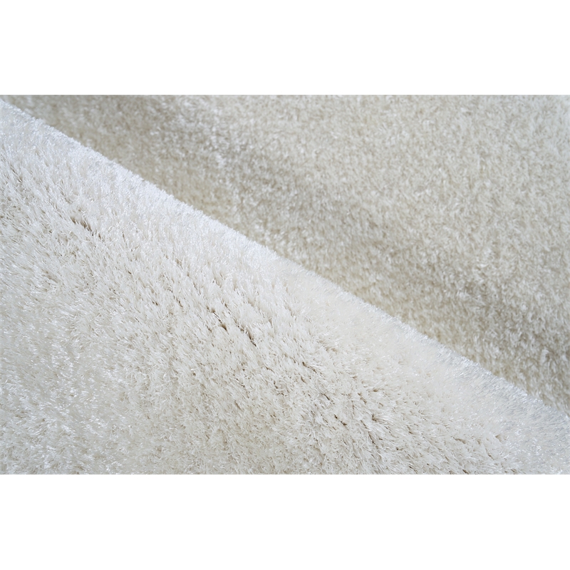 Luxe Shag Power Loom Polyester/Microfiber Ivory 4'x6' Area Rug