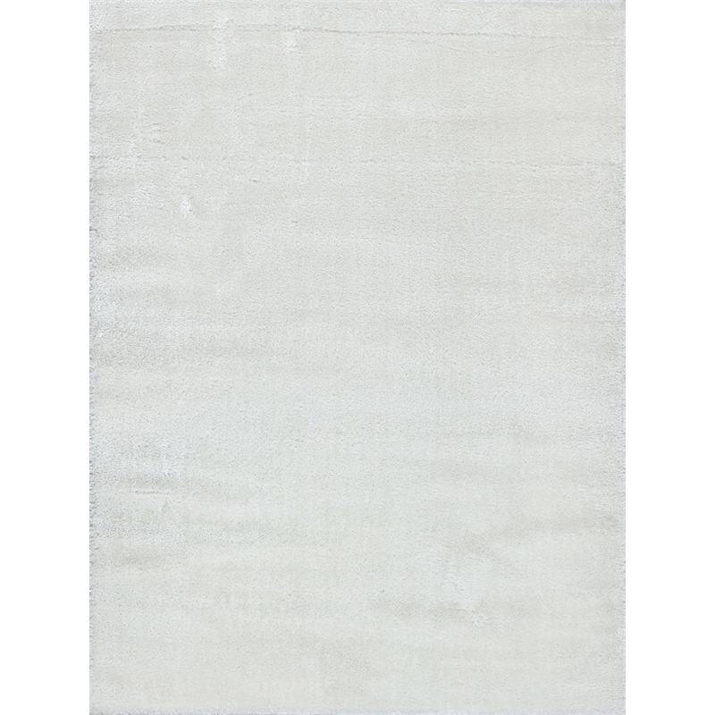 Luxe Shag Power Loom Polyester/Microfiber Ivory 4'x6' Area Rug