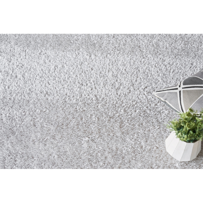 Luxe Shag Power Loom Polyester/Microfiber Taupe 12'x15' Area Rug