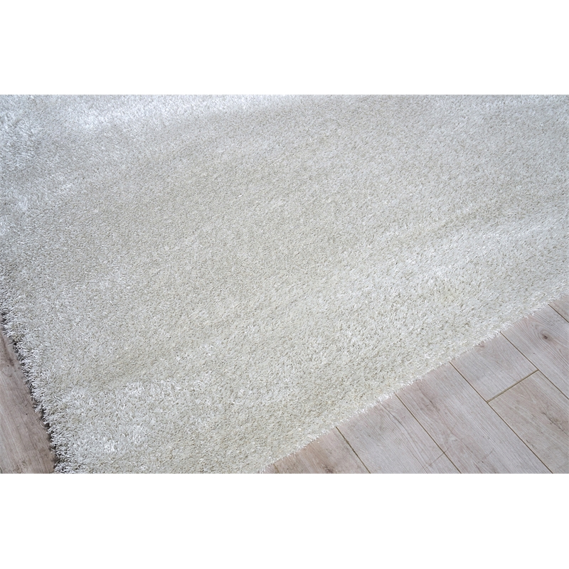 Luxe Shag Power Loom Polyester/Microfiber Taupe 4'x6' Area Rug