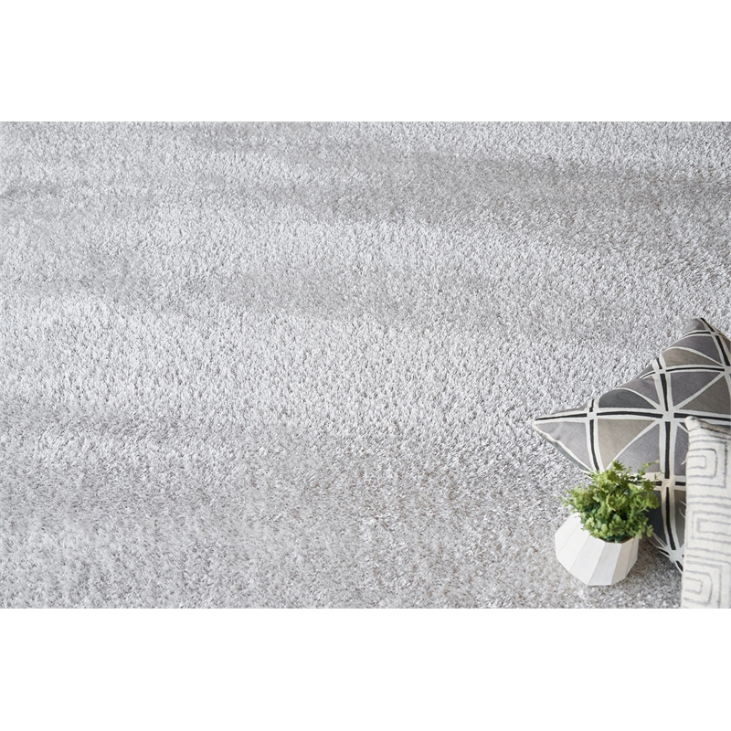 Luxe Shag Power Loom Polyester/Microfiber Taupe 4'x6' Area Rug