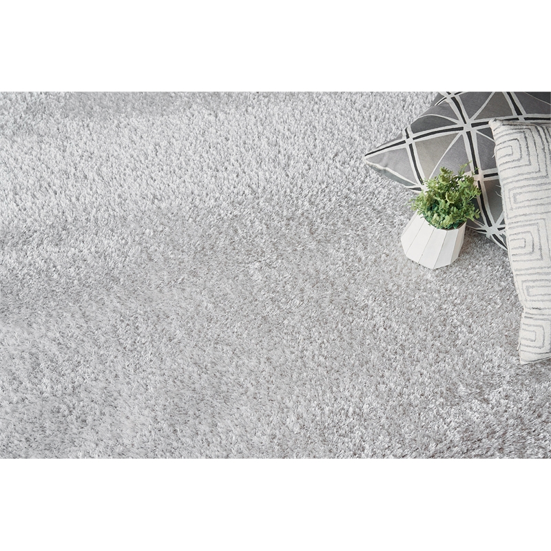 Luxe Shag Power Loom Polyester/Microfiber Taupe 4'x6' Area Rug