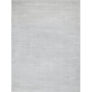 Luxe Shag Power Loom Polyester/Microfiber Taupe 4'x6' Area Rug
