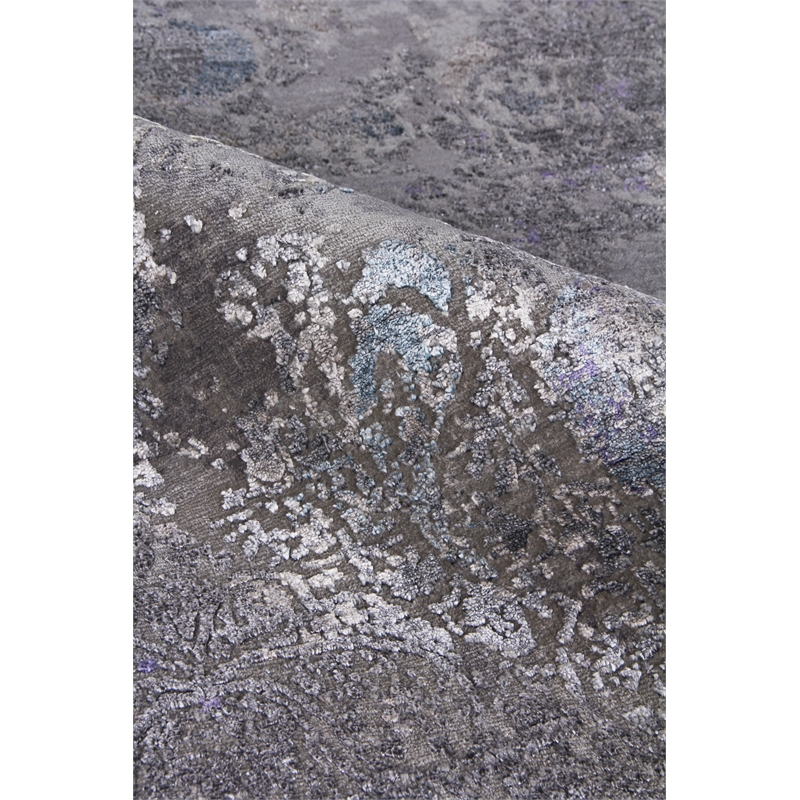 Maison Hand-Knotted Wool/Bamboo Silk Charcoal/Purple 8'x10' Area Rug