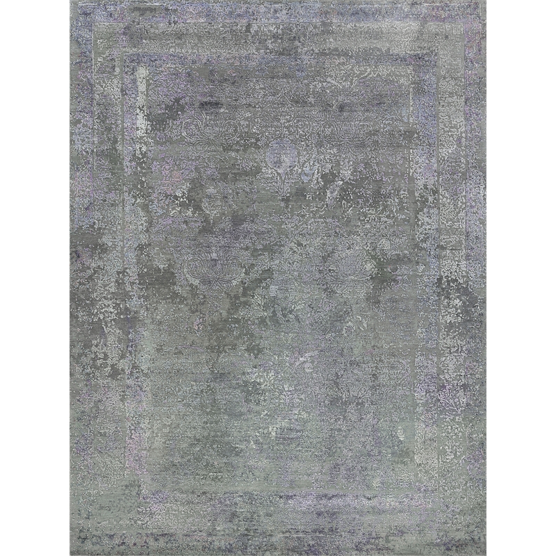 Maison Hand-Knotted Wool/Bamboo Silk Charcoal/Purple 9'x12' Area Rug