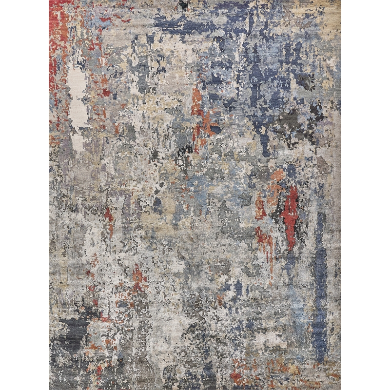 Laureno Hand-Knotted Bamboo Silk Blue/Gray 15'x20' Area Rug