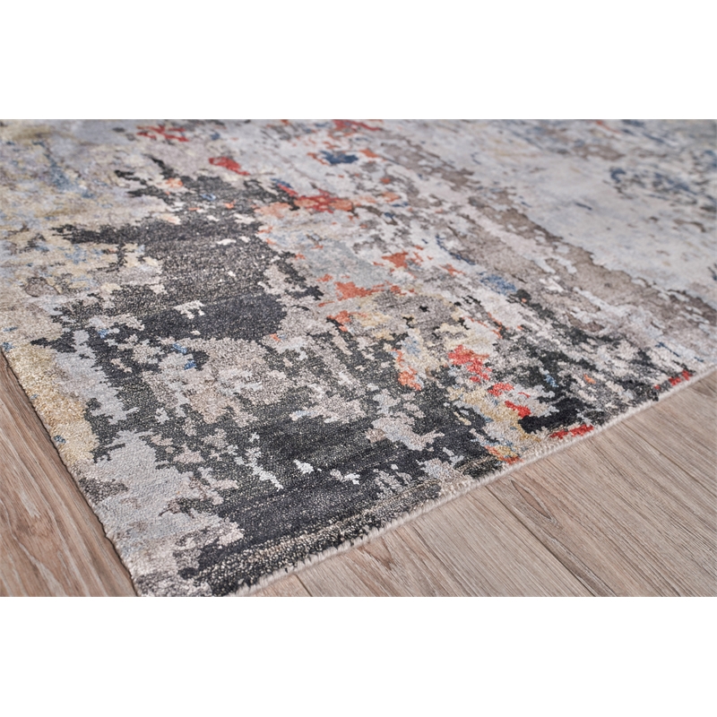 Laureno Hand-Knotted Bamboo Silk Blue/Gray 6'x9' Area Rug