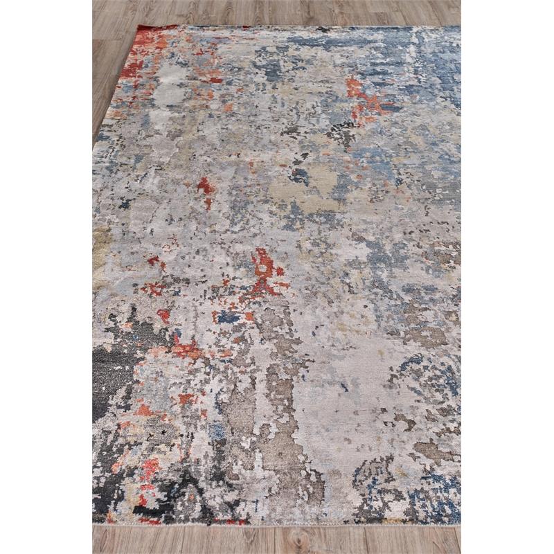 Laureno Hand-Knotted Bamboo Silk Blue/Gray 6'x9' Area Rug