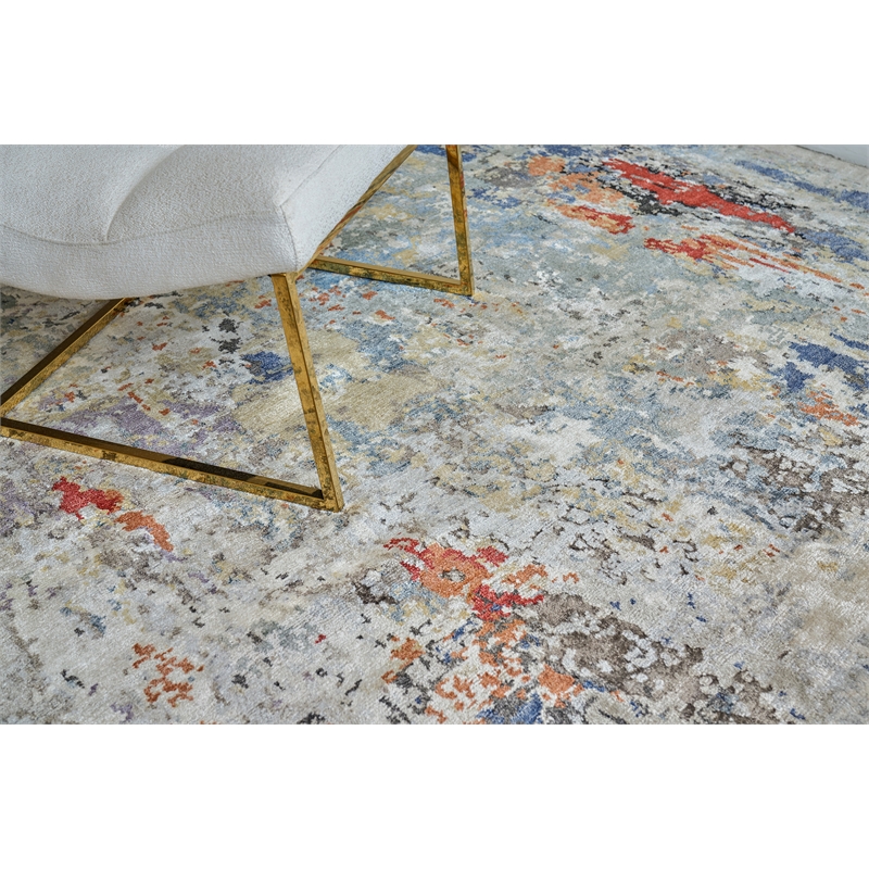 Laureno Hand-Knotted Bamboo Silk Blue/Gray 6'x9' Area Rug
