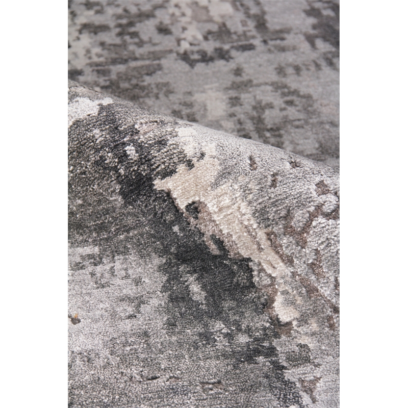 Laureno Hand-Knotted Bamboo Silk Gray/Charcoal 9'x12' Area Rug