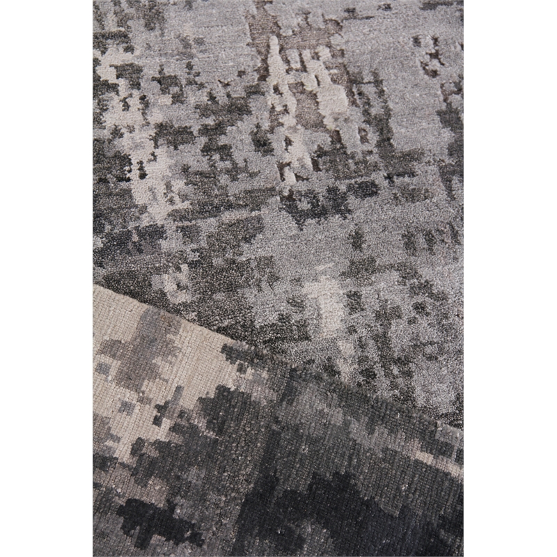 Laureno Hand-Knotted Bamboo Silk Gray/Charcoal 9'x12' Area Rug