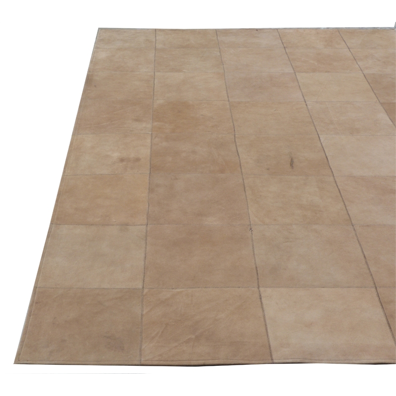 Leather Suede Hand-Tufted Leather Hide Beige 5'x8' Area Rug