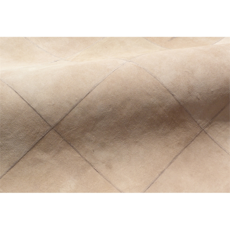 Leather Suede Hand-Tufted Leather Hide Beige 5'x8' Area Rug
