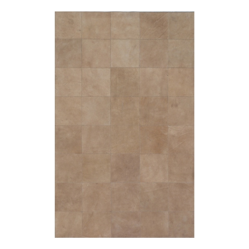 Leather Suede Hand-Tufted Leather Hide Beige 5'x8' Area Rug