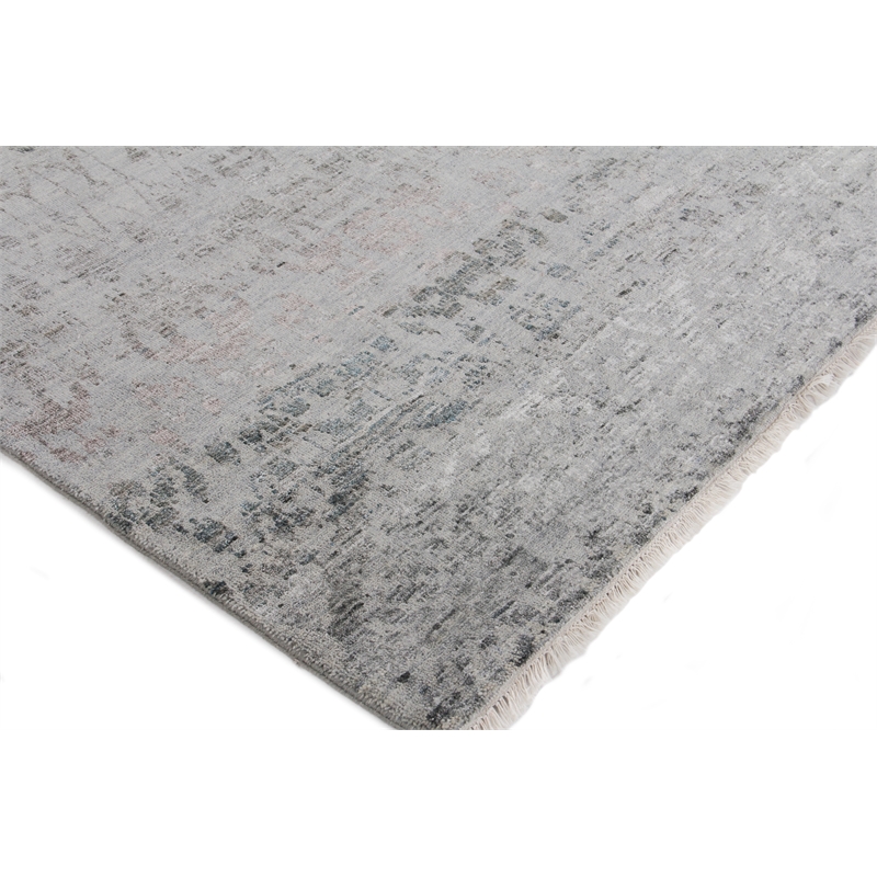 Lexington Hand-Knotted Wool/Bamboo Silk Silver/Gray 8'x10' Area Rug
