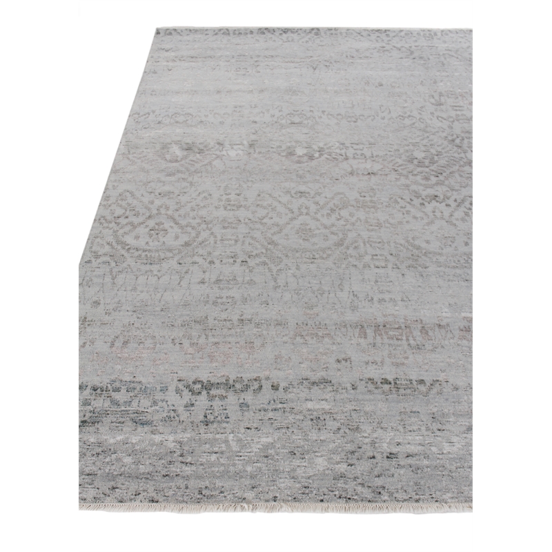 Lexington Hand-Knotted Wool/Bamboo Silk Silver/Gray 8'x10' Area Rug