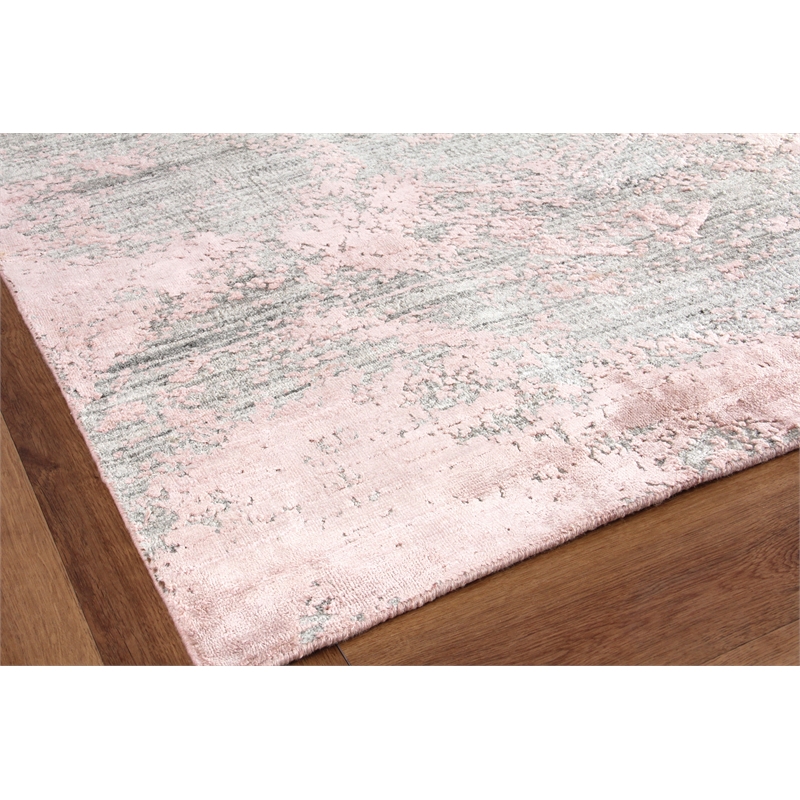 Lillian Handloomed Wool/Bamboo Silk Gray/Rose 12'x15' Area Rug