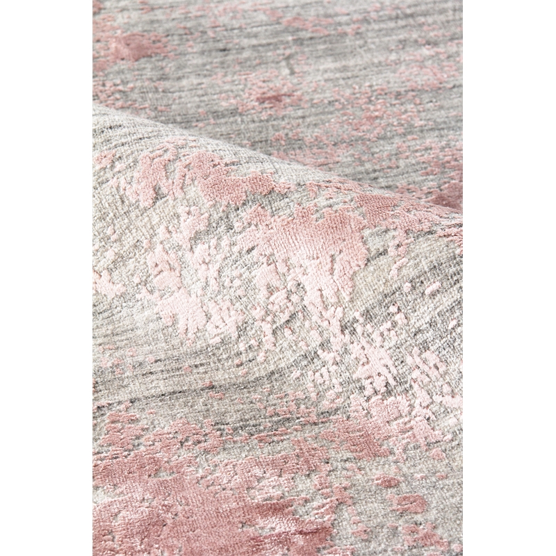Lillian Handloomed Wool/Bamboo Silk Gray/Rose 12'x15' Area Rug