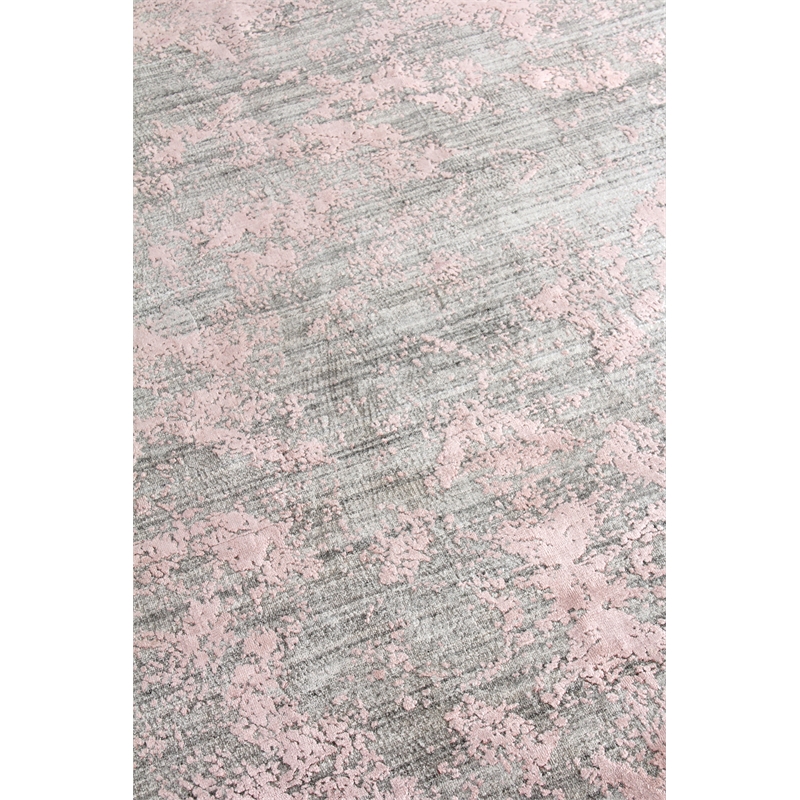 Lillian Handloomed Wool/Bamboo Silk Gray/Rose 12'x15' Area Rug
