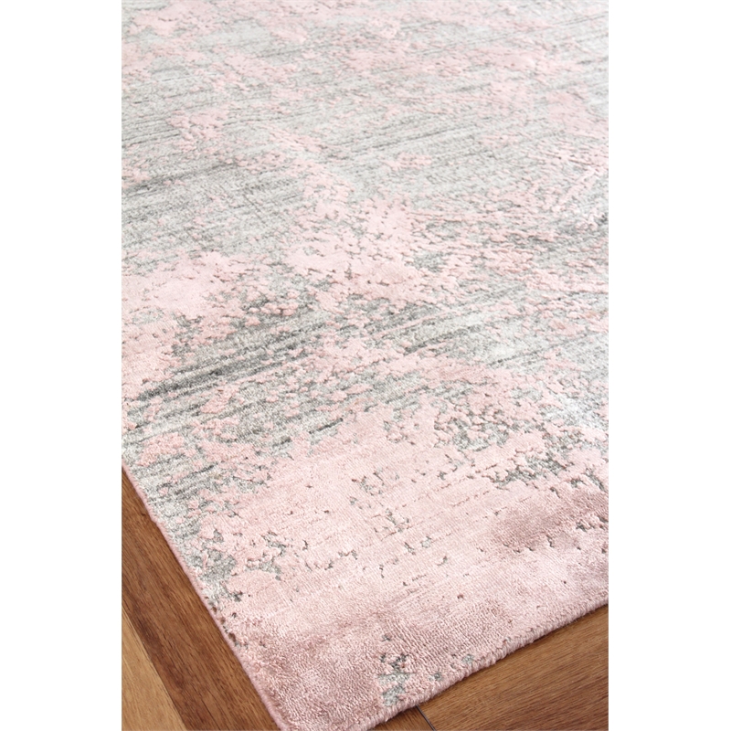 Lillian Handloomed Wool/Bamboo Silk Gray/Rose 14'x18' Area Rug