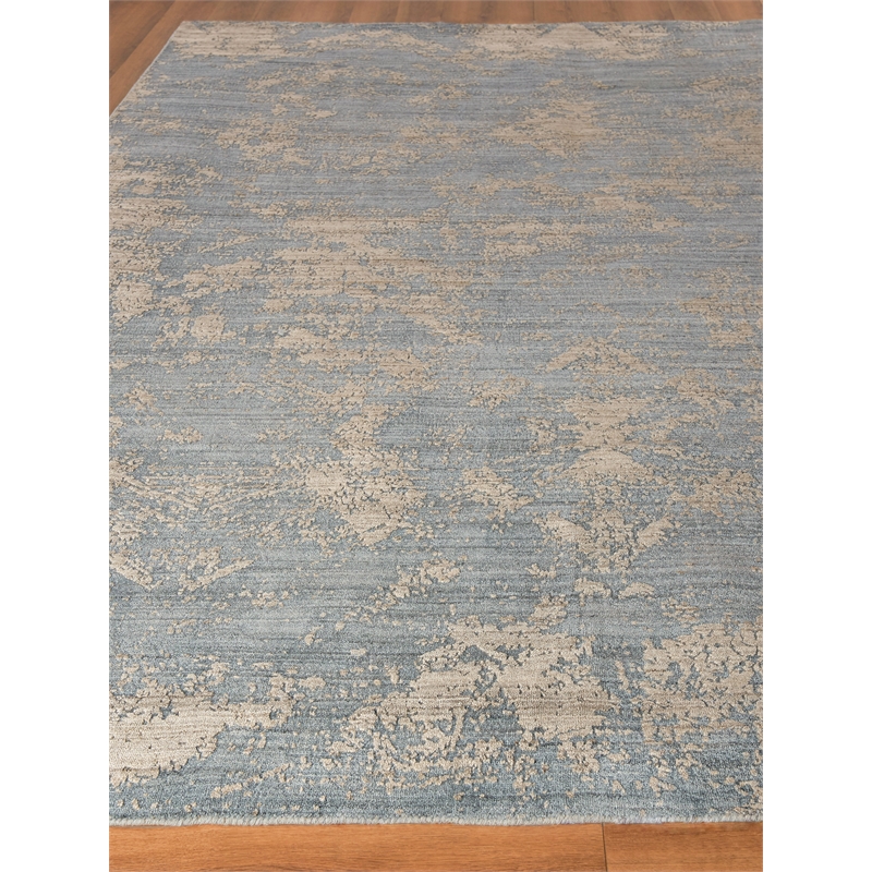 Lillian Handloomed Wool/Bamboo Silk Navy/Brown 14'x18' Area Rug