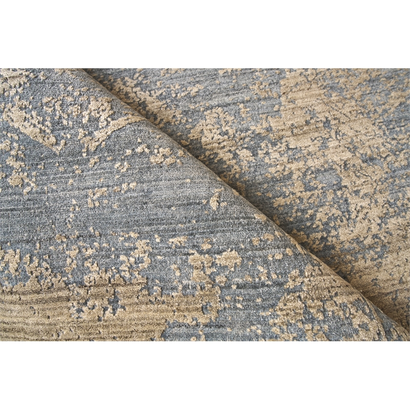 Lillian Handloomed Wool/Bamboo Silk Navy/Brown 14'x18' Area Rug